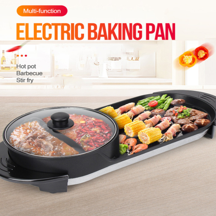 Bếp nướng lẩu đa năng 2 trong 1 chống dính cao cấp - Công suất: 1100-2200W - Kích thước : 67x28x26cm - Mã: JNS-DKL2