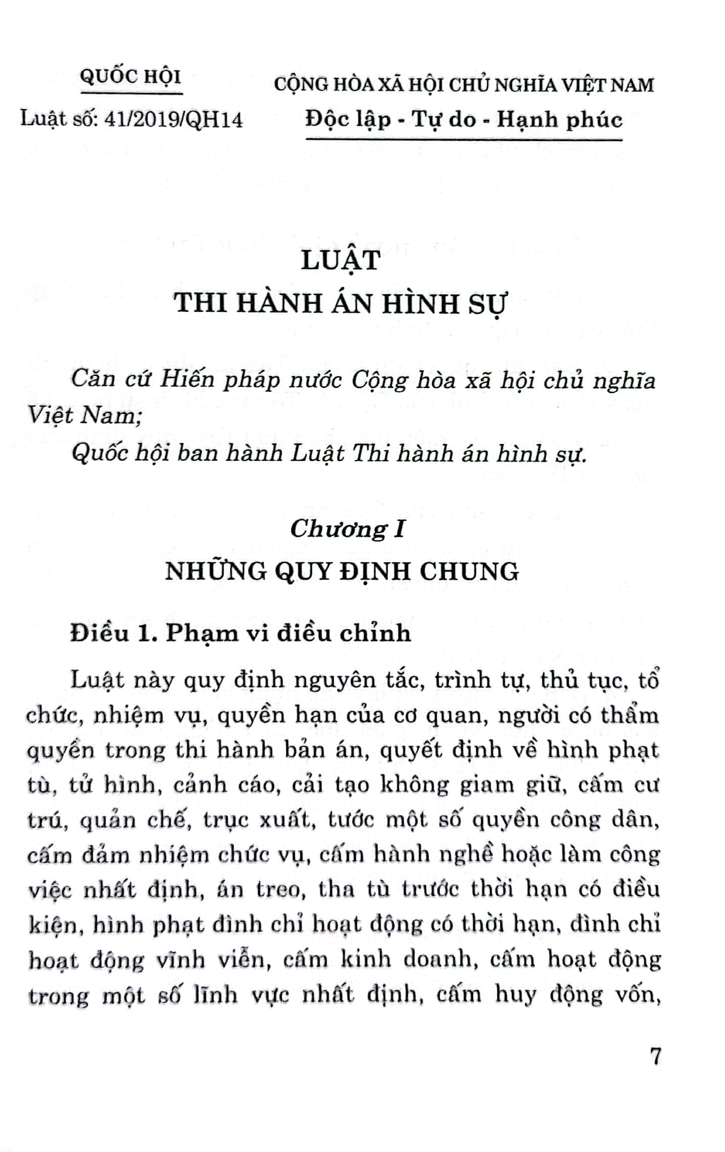 Luật Thi hành án hình sự (Hiện hành)