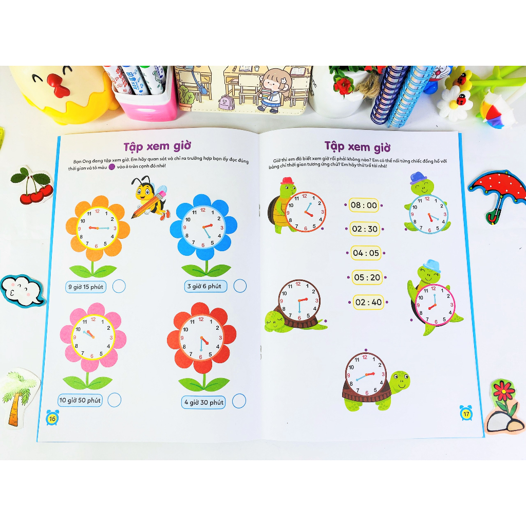 Sách - Cùng con khôn lớn: Học Xem Giờ & Học Toán - ndbooks