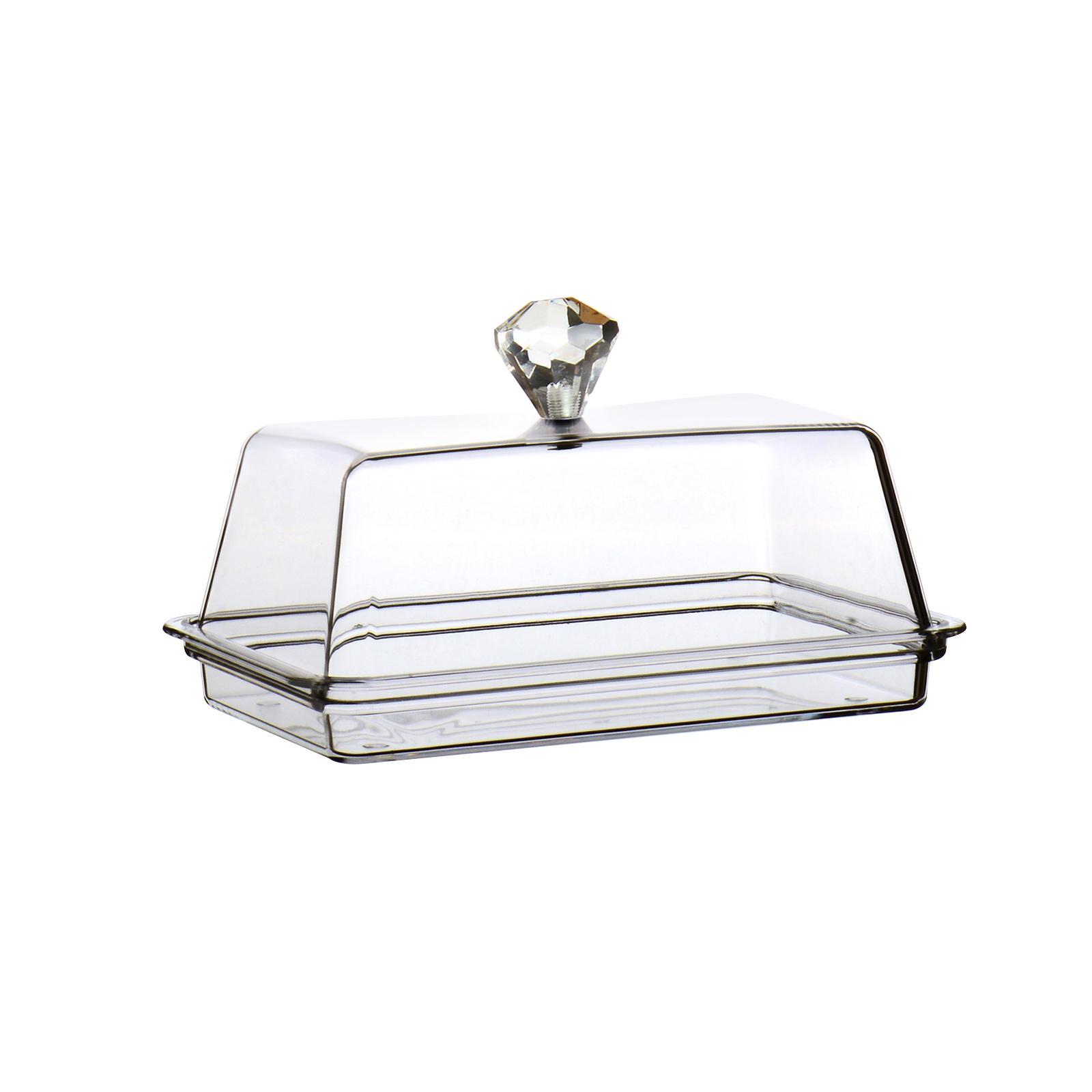 Clear Cheese Server Storage Keeper Tray with Cover Butter Holder