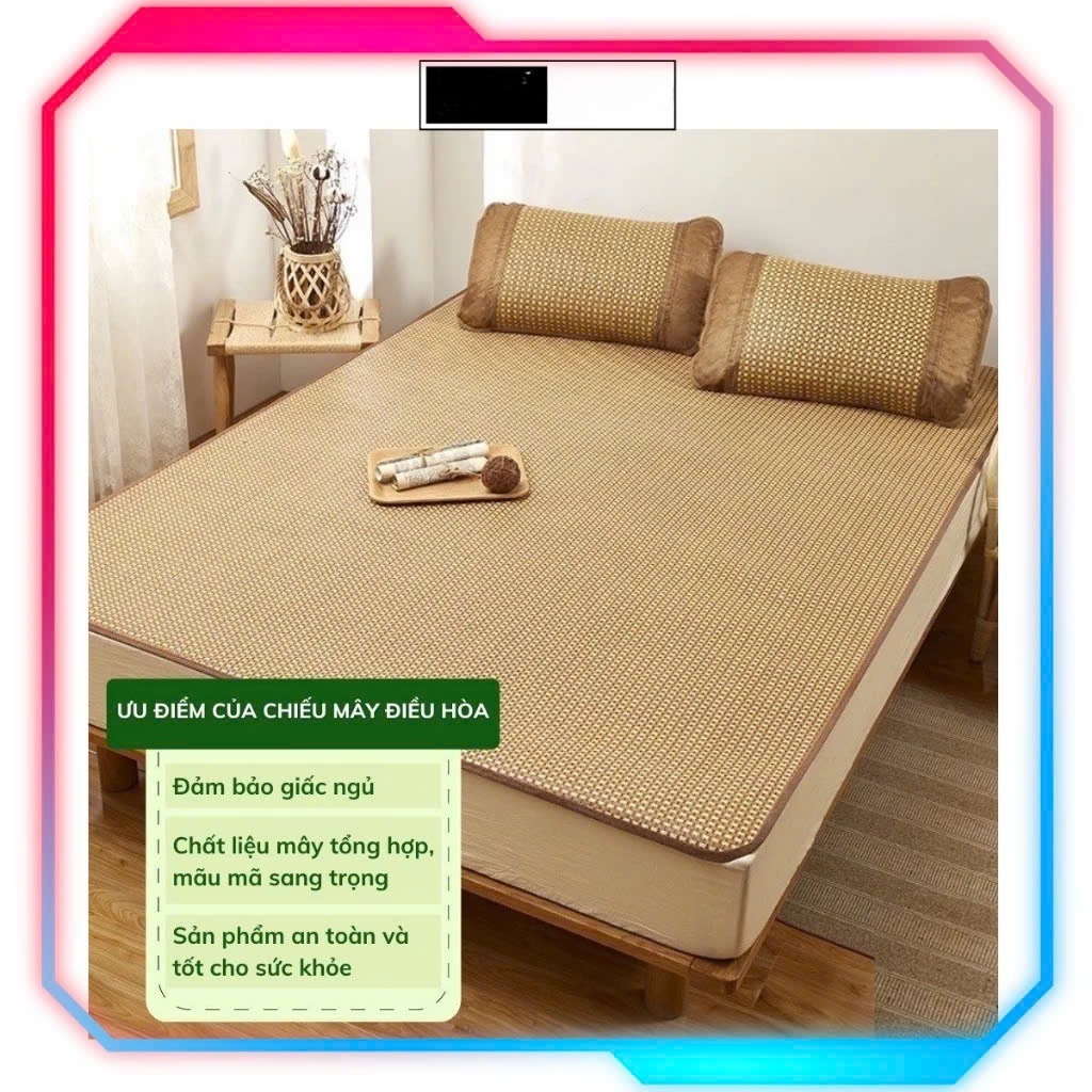 Chiếu Điều Hòa Cao Cấp Sợi Mây Tổng Hợp Loại Dày Lót Vải Không Dệt Hàng Xuất Khẩu 2 Mặt Lót Lụa Chọn Cỡ Bốn Mùa Thiên Nhiên Tốt Cho Sức Khỏe Mát Mùa Hè Ấm Mùa Đông Thoải Mái Thư Giãn