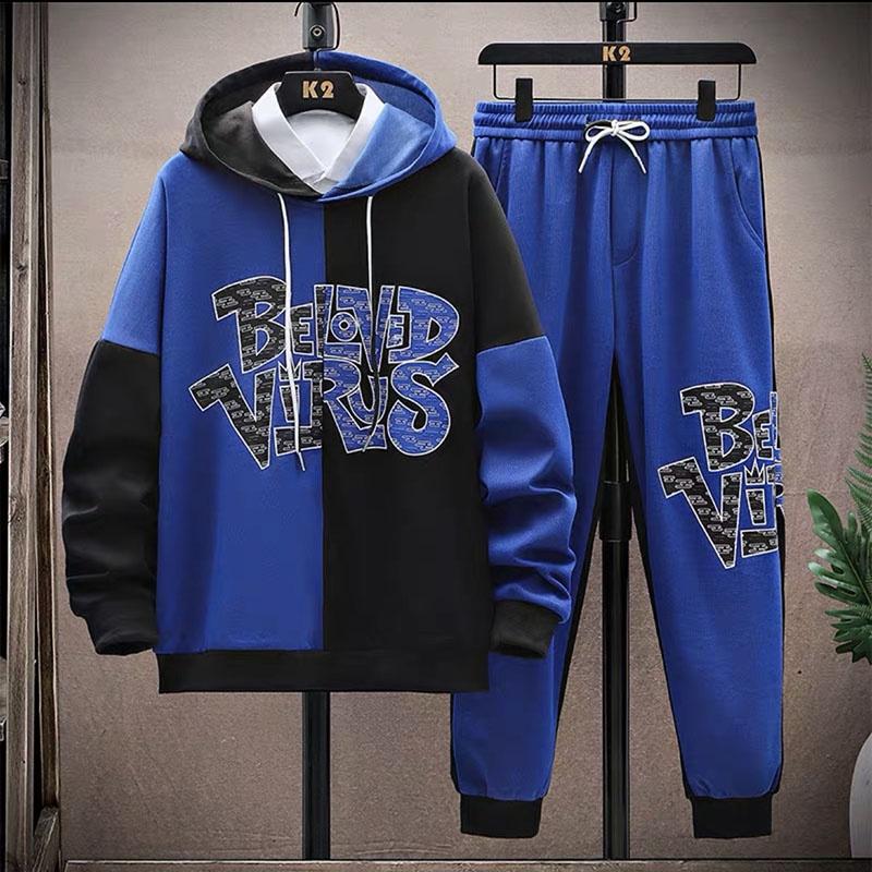 Set Bộ Nỉ Nam Áo Hoodies Phối Hai Màu Kết Hợp Quần Bo Gấu Họa Tiết Chữ Beloved Virus Thời Trang Zenkonu QA NAM 129V1