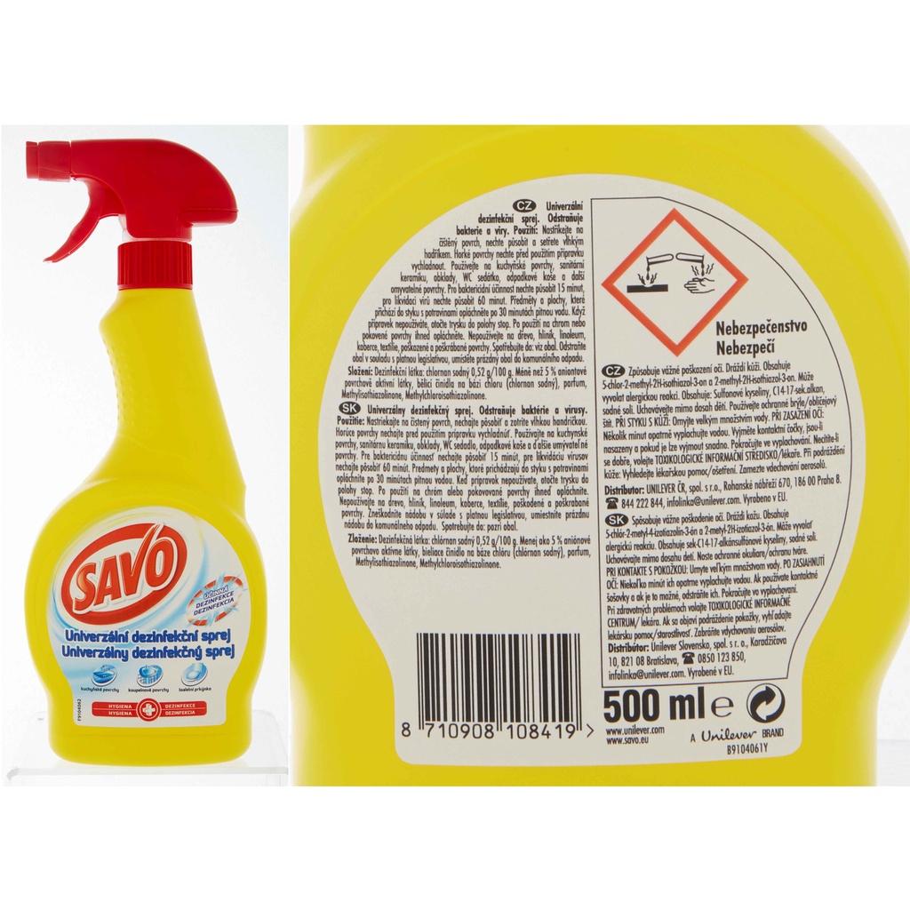 Bình Xịt Tẩy Rửa Đa Năng Savo Universal 500ml Nhập Khẩu EU