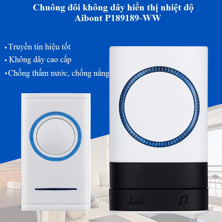 Chuông cửa loại đôi cao cấp, báo khách và đo nhiệt độ với đa dạng kiểu chuông, tín hiệu tốt MW189