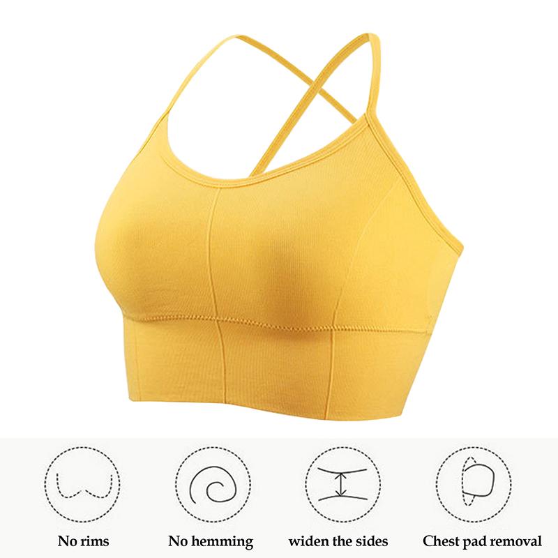 Phụ nữ băng qua dây đeo thể thao áo ngực không dây đẩy lên áo bra liền kề với pad strappy lưng cho phòng tập thể dục thể thao Brassiere Color: Gray 2
