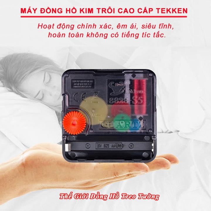 Máy Đồng Hồ Treo Tường KIM TRÔI Cao Cấp TEKKEN + Bộ Kim HOA VĂN / Kim ĐẠI + Pin Maxell + Bảo Hành 1 Năm