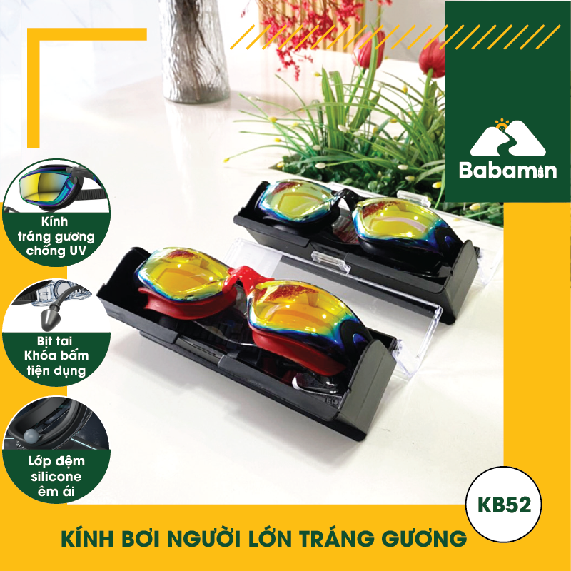 Kính Bơi Thể Thao Tráng Gương - Chống Tia UV Người Lớn - KB52