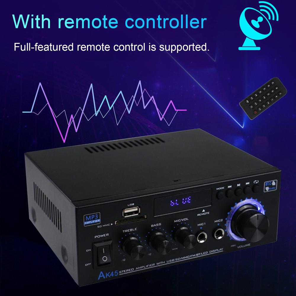 AK45 12Volt Compact Size Audio Power Amplifier Portable Sound Amplifier Speaker Amp for Car and Home