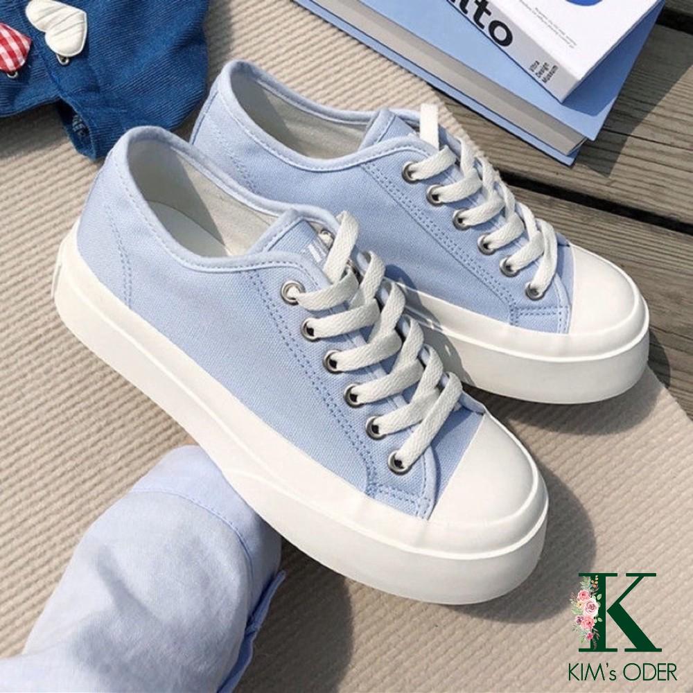 Giày thể thao nữ sneaker đế bằng bánh mì basic độn đế vải canvas bata màu pastel phong cách Ulzzang Hàn Quốc đủ size