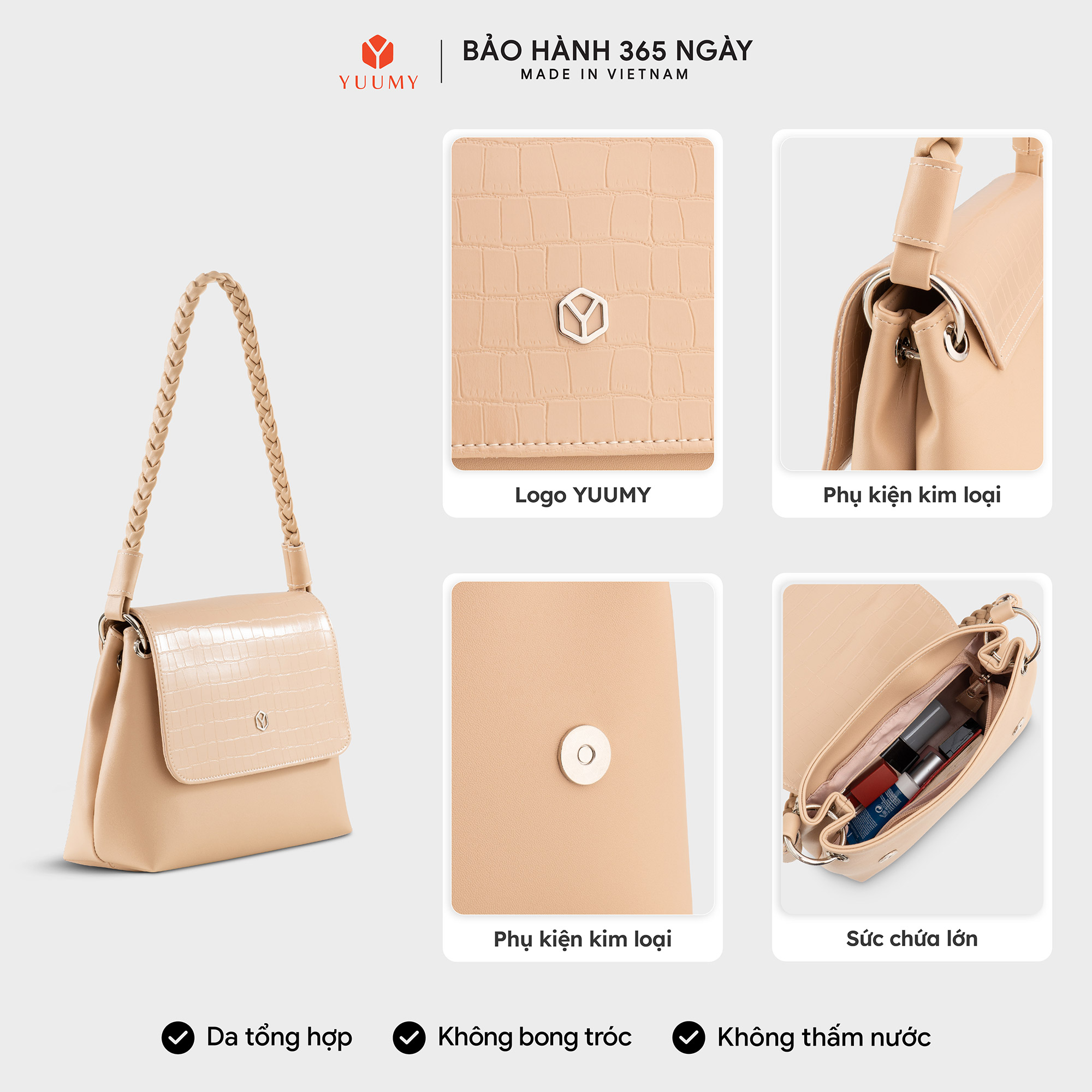 Túi Yuumy ( Thời trang nữ dáng vuông nắp gập sang trọng - Túi đeo vai da Seasand YN341 )