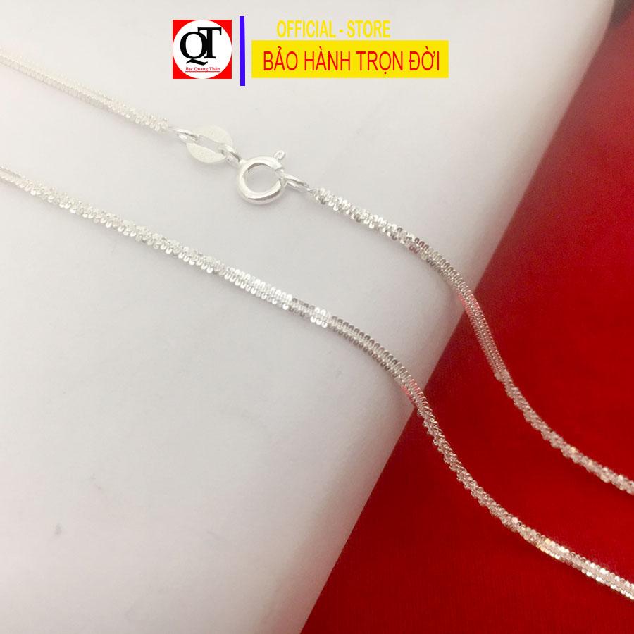 Dây chuyền bạc nữ mặt dây phong cách Hàn Quốc đính đá kim cương nhân tạo size 8mm chất liệu bạc ta Bạc Quang Thản