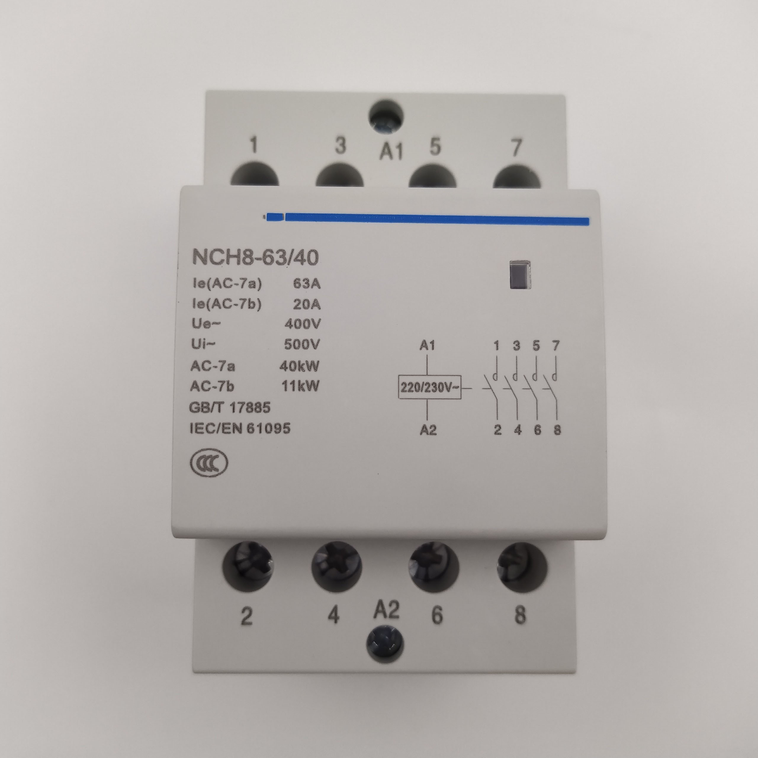 Khởi động từ 4P NCH8-25/40 NCH8-63/40 25A 63A 220V dùng cho điện 3 pha 380V 4 pha