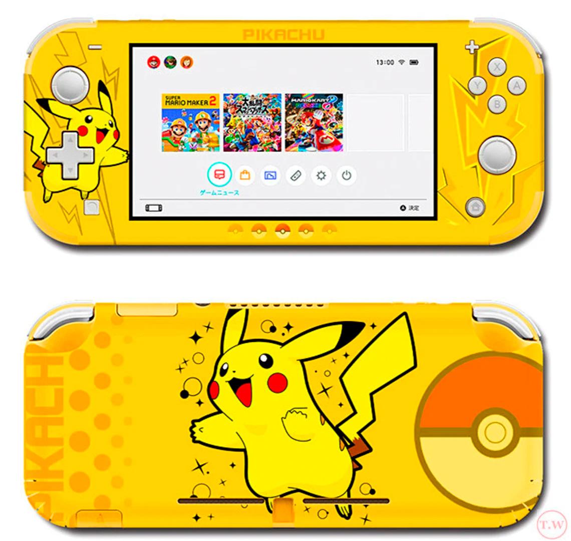 Skin decal dán Nintendo Switch Lite mẫu Pokemon Pikachu nền vàng (dễ dán, đã cắt sẵn)