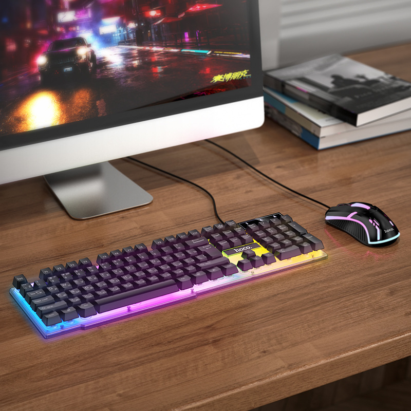 Combo Bộ bàn phím và chuột gaming chơi game cao cấp Hoco PC11 LED RGB cho game thủ - hàng chính hãng