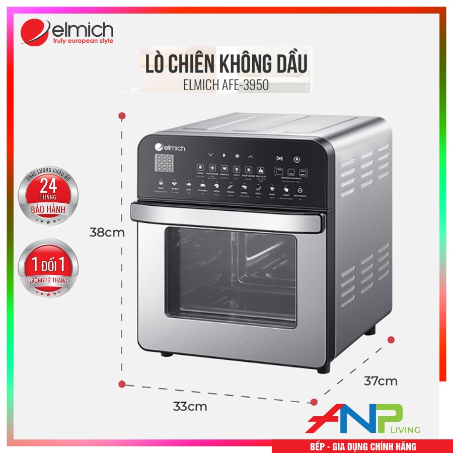 Nồi chiên không dầu kiêm lò nướng Elmich AFE-3950 - Hàng Chính Hãng