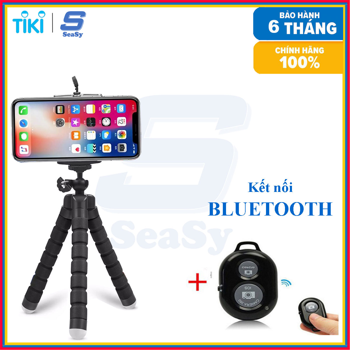 Chân Tripod Mini SEASY SS06 có điều khiển từ xa bằng bluetooth, có thể xếp gọn với 3 chân xoay 360 độ, dành cho smart phone, gopro, Ipad, máy ảnh - Hàng chính hãng