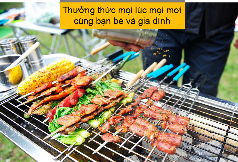 Bếp nướng than hoa ngoài trời chân cao size lớn (bộ full phụ kiện)