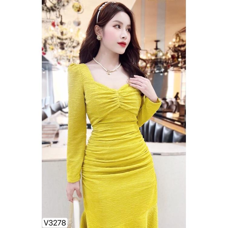 Đầm Thiết Kế Jeny Dress Chất Liệu Vải Gân Hàn Cao Cấp - Váy Thiết Kế Chất Liệu Co Giãn