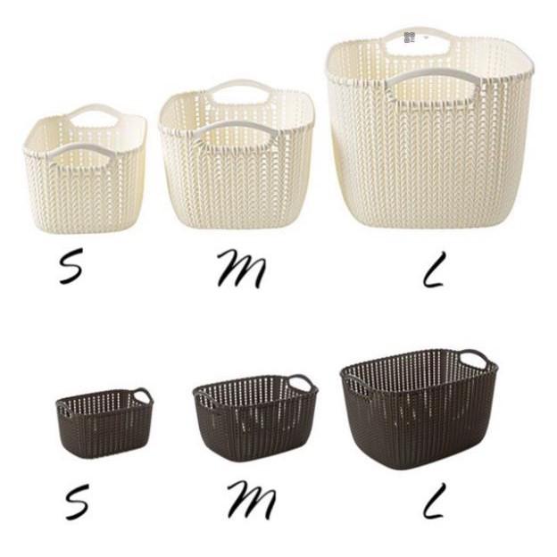 Rổ mây Đan bằng nhựa 3 cỡ phong cách Hàn quốc
