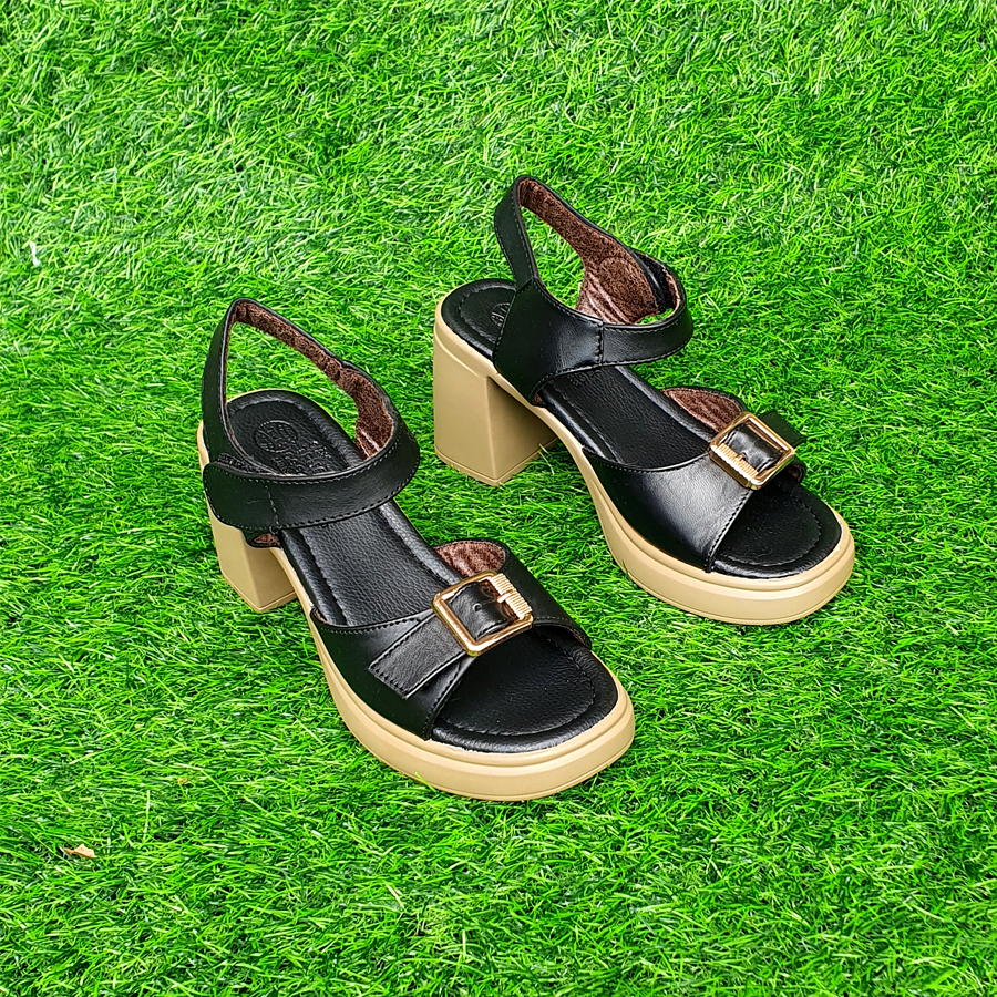 Xăng đan nữ cao gót 8cm khóa ngang Trường Hải da bò mềm mại XD146