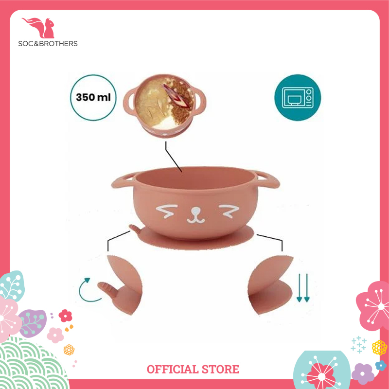 Set bát &amp; thìa ăn dặm cho bé Tast'isy Kit BABYMOOV màu hồng