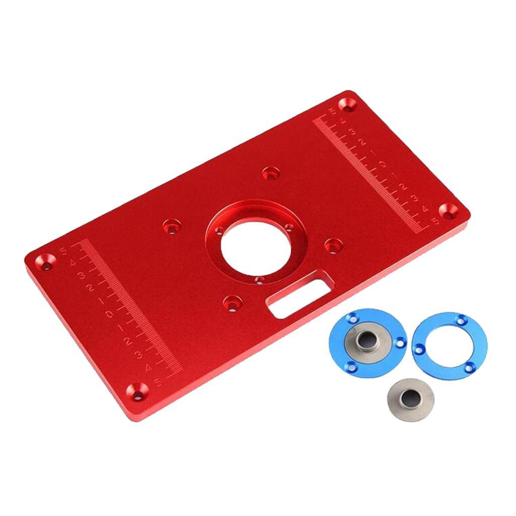 Alloy Router Table Insert Plate with 2 Router Insert Rings 235x120x10mm Red