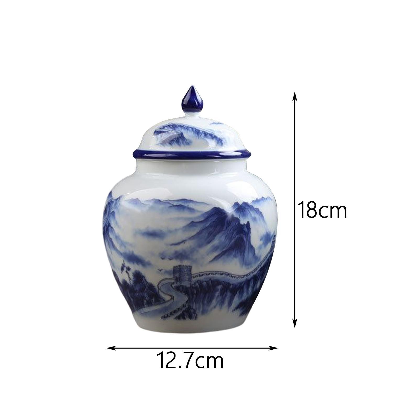 Ancient Chinese Style Ceramic Ginger Jar Storage Jar Can Flower Vase Glazed