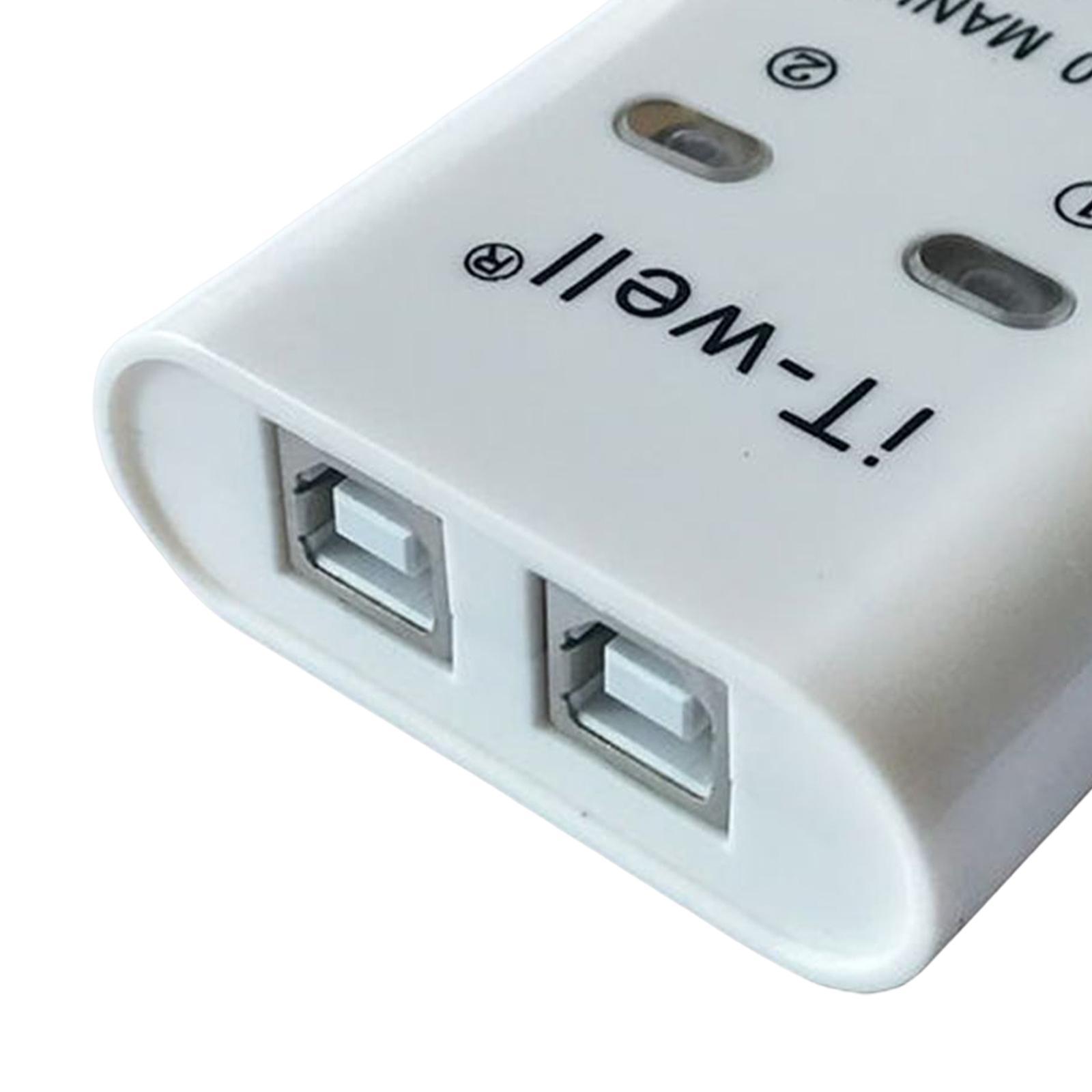 2 in 1 Out USB Printer Sharing Device Splitter Hub Plug and Play