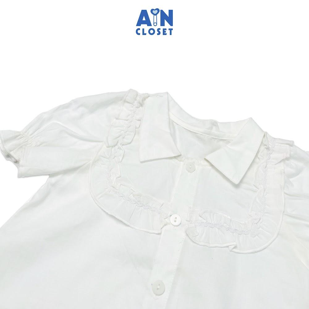 Áo sơ mi trắng ngắn tay bé gái cotton - AICDBGHCRLWR - AIN Closet