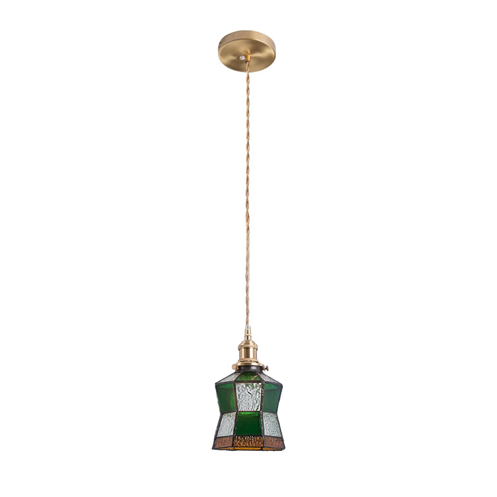 Boho Pendant Light Glass Shade Hanging Chain Ceiling Lights Decorative Pendant Lighting for Kitchen Island Indoor Porch Stairway Living Room