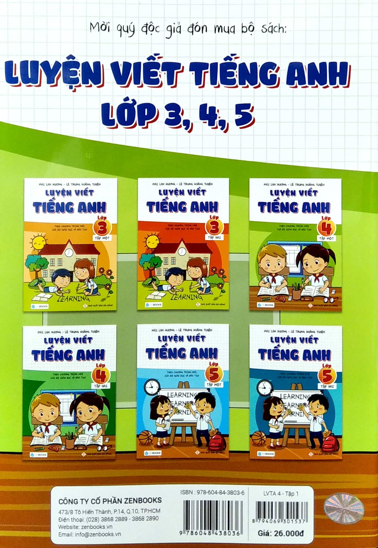 Luyện Viết Tiếng Anh Lớp 4 (Tập 1) (Tái Bản)