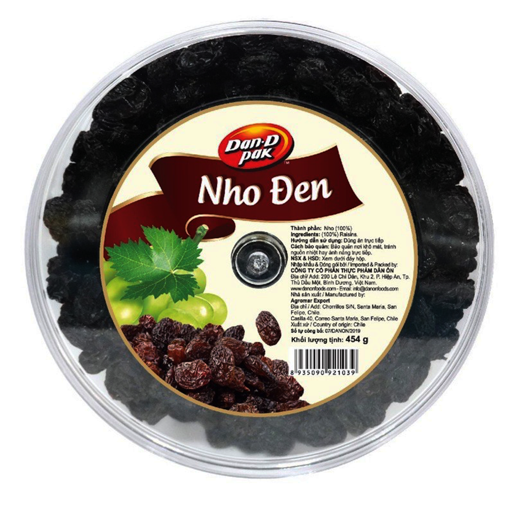 COMBO 2 HỘP Nho đen Chile 454gr DAN D PAK 100% TỰ NHIÊN, không chất bảo quản, bổ sung canxi, vitamin và khoáng chất cần thiết cho cơ thể