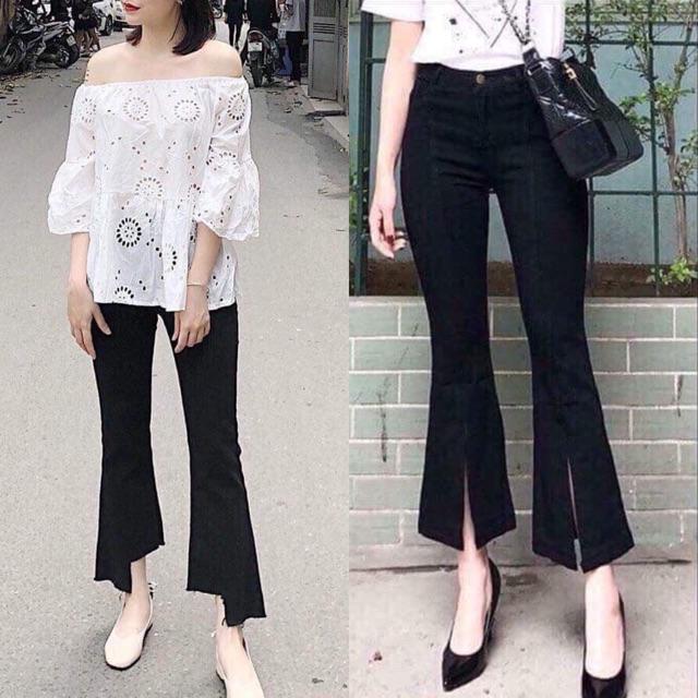 Quần jeans loe lửng cực kỳ chất- jeans siêu đẹp cạp cao