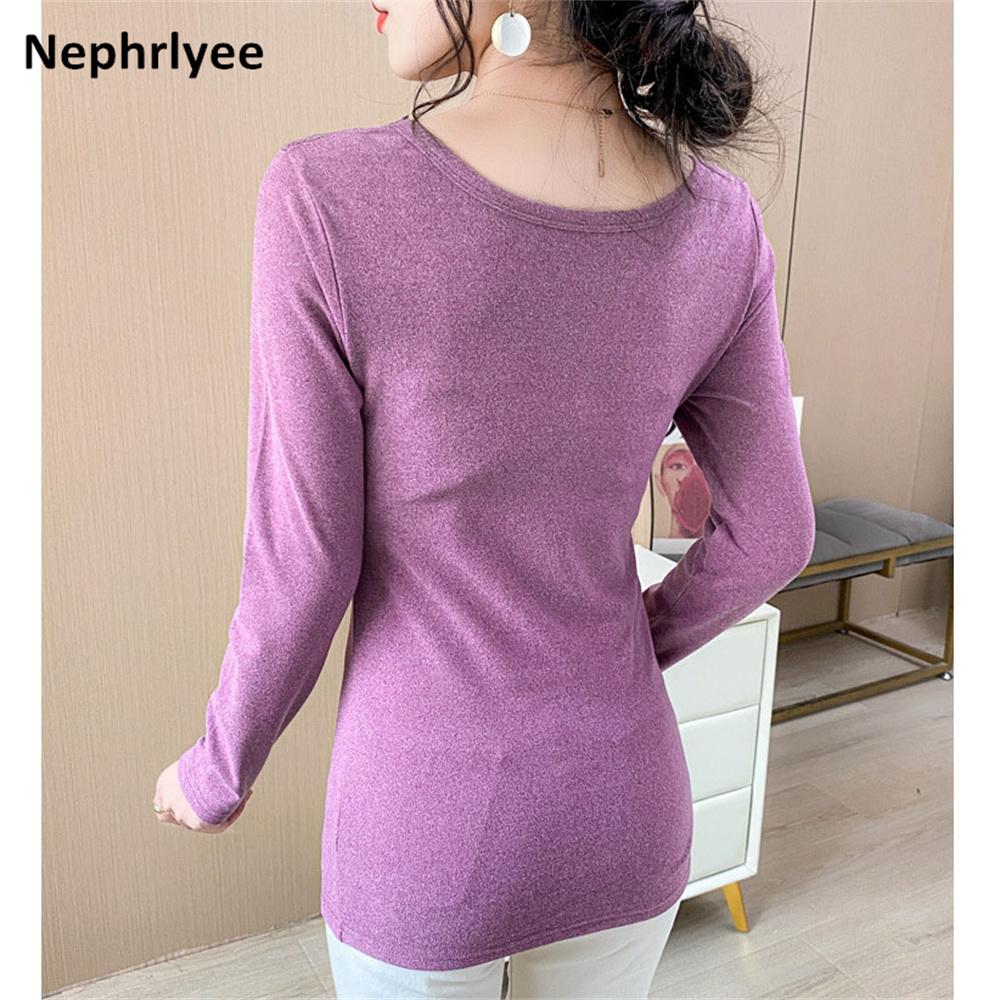 2021 Mới Thu Mùa Đông Nhiệt Quần Lót Cho Phụ Nữ Tay Dài Cổ Chữ V Nữ Gợi Cảm Đầu Ngực Nữ Thời Trang Áo Thun Quần Lót