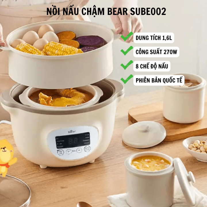 Nồi nấu chậm Sothing Bear Sube002 1,6L, bản quốc tế- Hàng chính hãng