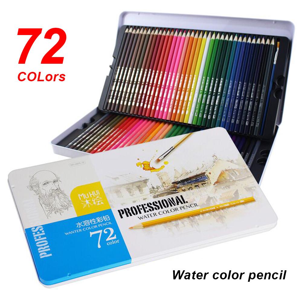 Professional 72 Colored Pencils Set Pre-Sharpened Water-soluble Water Color Pencils with Brush Protective Storage Box