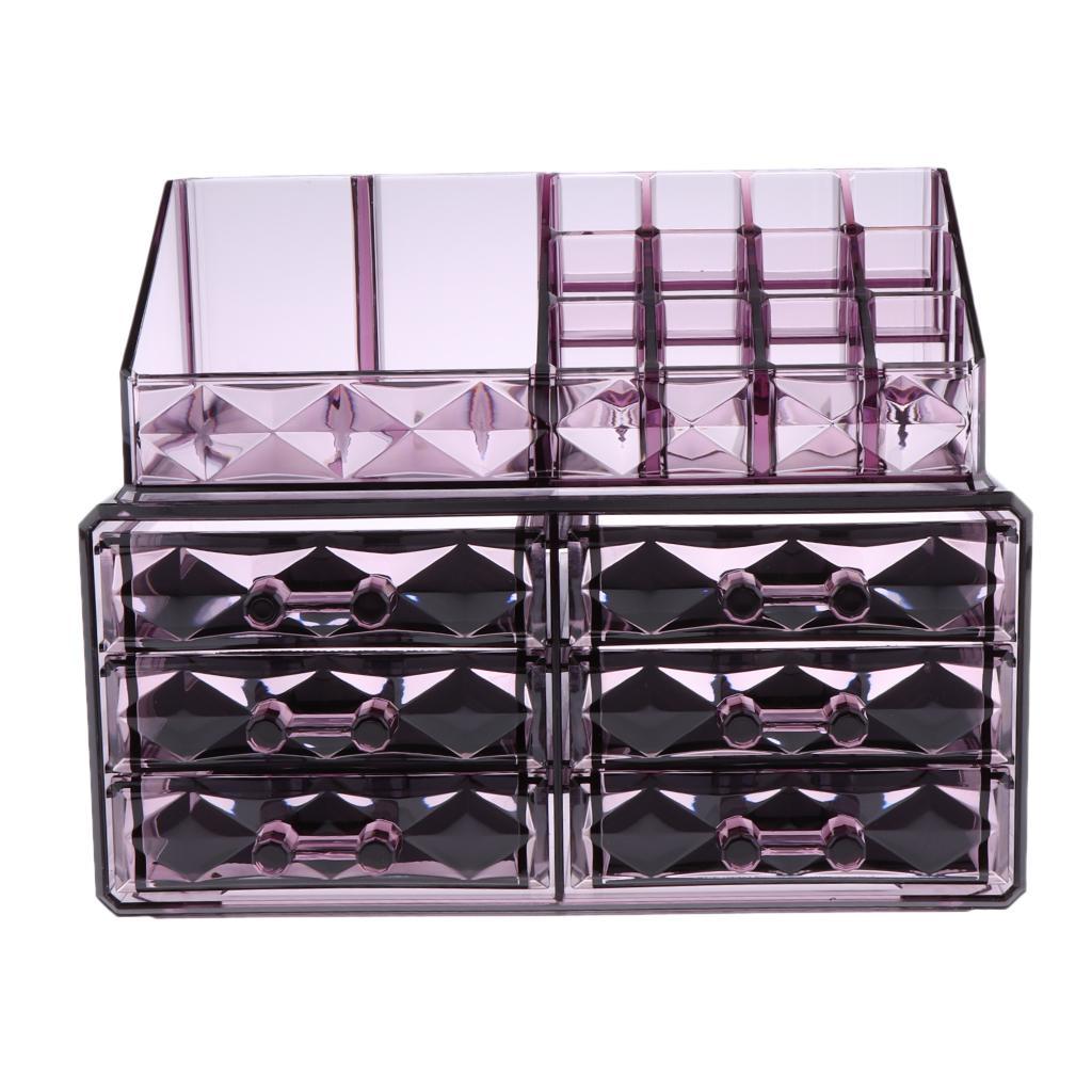 6 Drawers Acrylic Makeup Brush Nail Polish Cosmetic Holder Storage Organizer