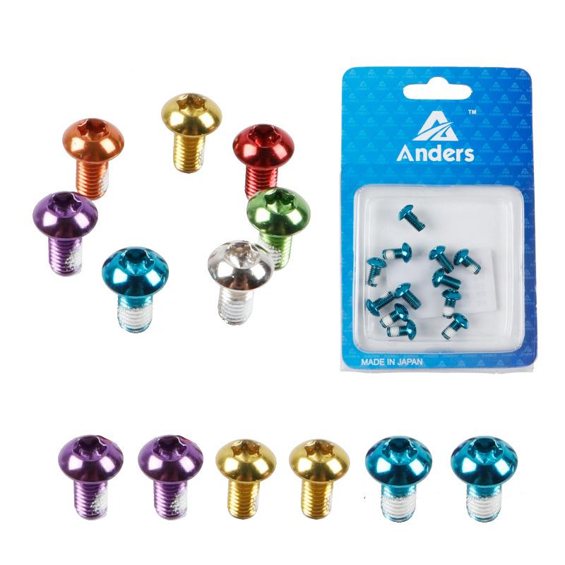 12 cái / hộp đầy màu sắc MTB Đạp Xe Đạp Đĩa Phanh Rotor Torx Bu lông Hợp kim Thép Vít T25 M5 * 10MM 10B21