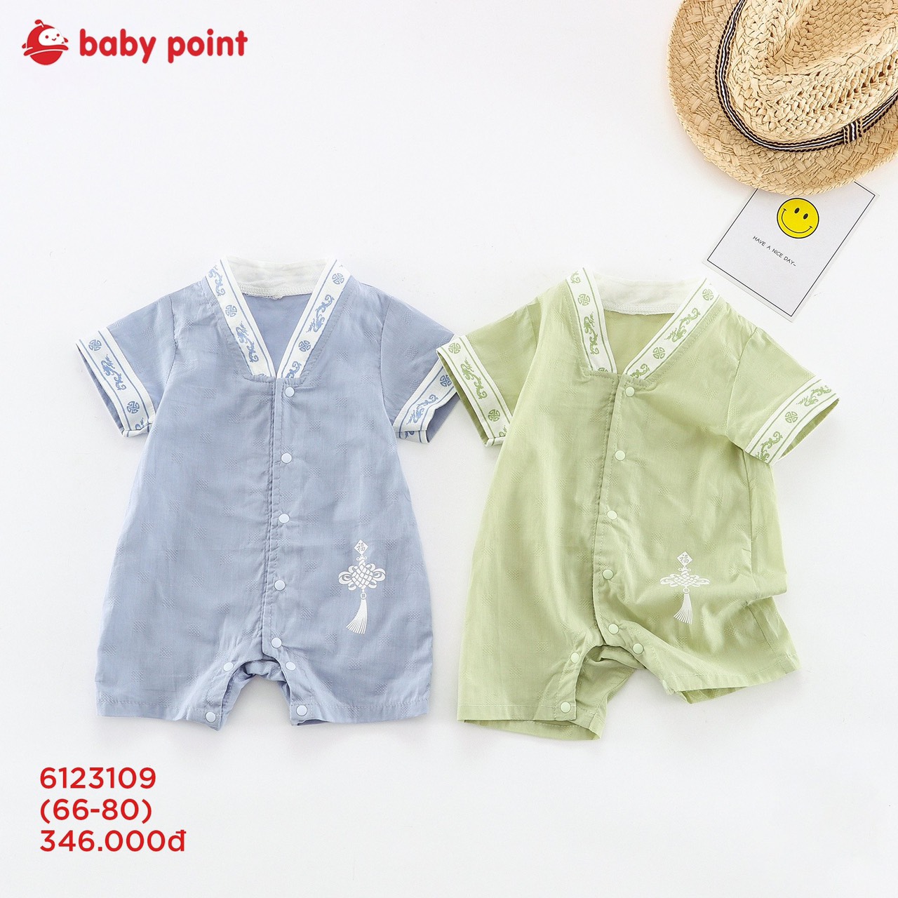 Bodysuit kiểu dáng cổ chữ V thêu hoa họa tiết cho bé