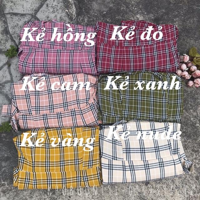 Đầm 2 Dây Hoạ Tiết Caro Phối Viền Bèo - Hàng Thiết Kế