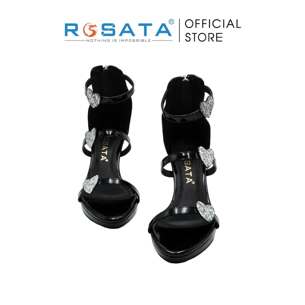 Giày sandal cao gót nữ ROSATA RO547 xỏ ngón mũi nhọn cổ cao quai hậu khóa kéo gót nhọn cao 7cm xuất xứ Việt Nam