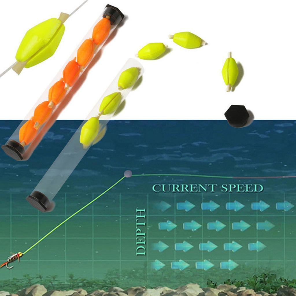 2x6Pcs Tube Float Foam Strike Indicator for Fly Fishing Orange Plastic Tube