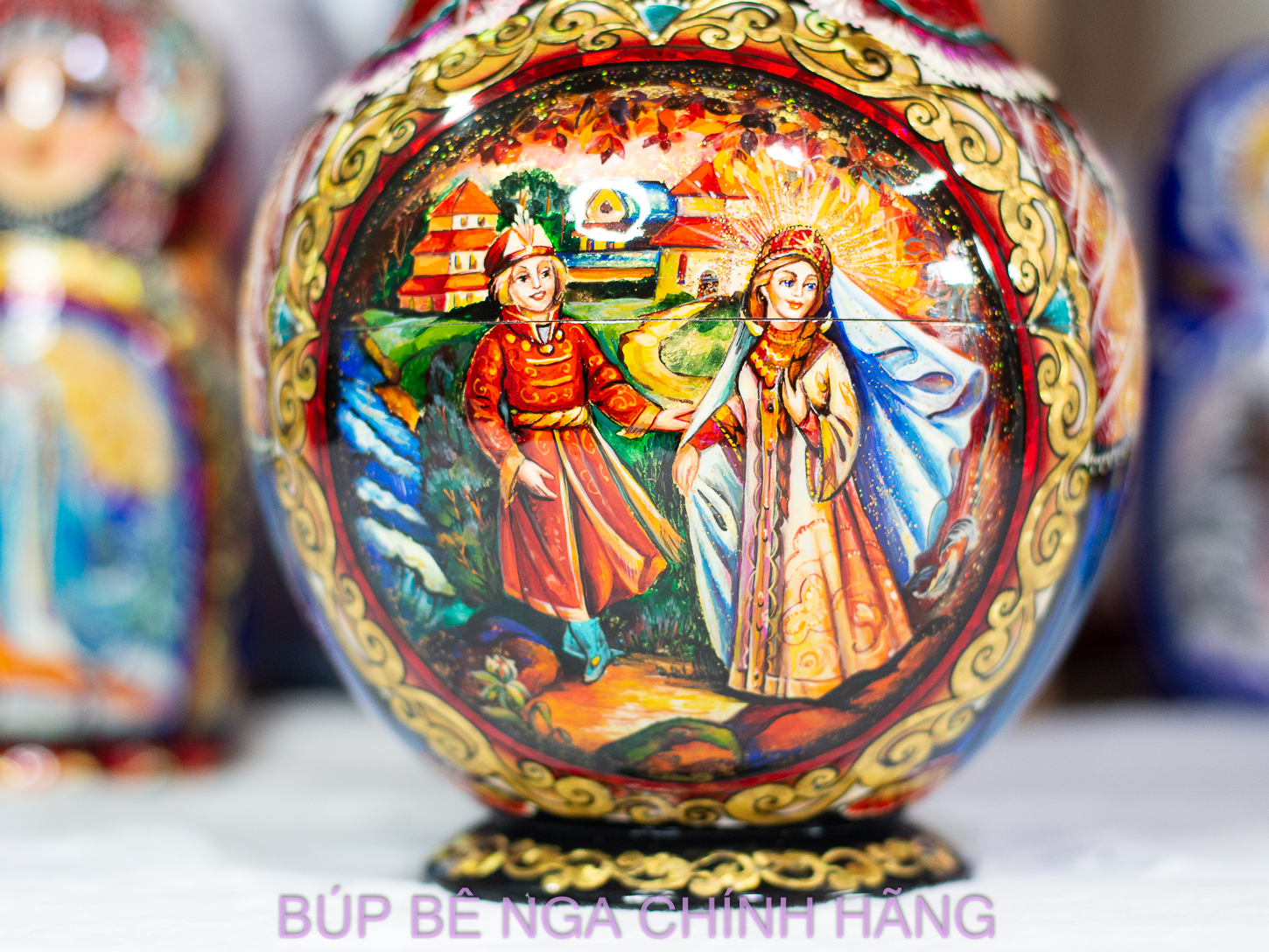 BỘ BÚP BÊ NGA 15 LỚP CAO 26CM DÁNG TRÒN VẼ HOA VĂN "CHUYỆN CỔ TÍCH PUSHKIN" CỰC ĐẸP, ĐỘC ĐÁO VÀ SANG TRỌNG
