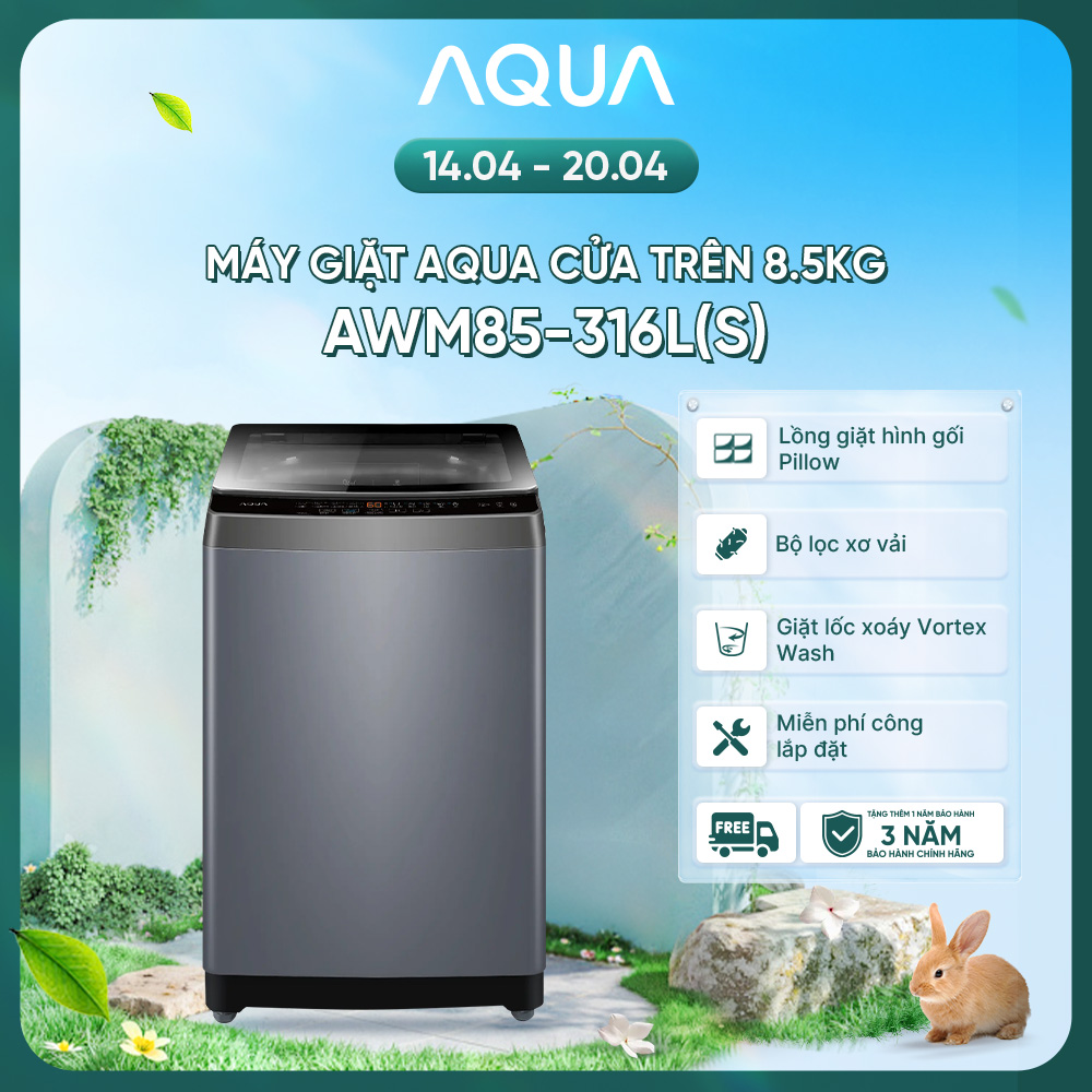 [SẢN PHẨM MỚI] - Máy giặt cửa trên 8.5kg AWM85-316L(S) - Bảo hành 2 năm - Freeship toàn quốc - Hàng chính hãng