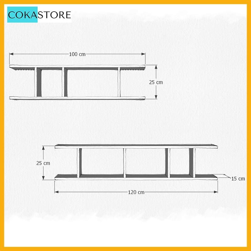 COMBO Bộ 02 Kệ Gỗ Kết Hợp Trang Trí Treo Tường Cách Điệu Nhiều Ngăn (Màu Trắng) Sang Trọng - Kèm Phụ Kiện