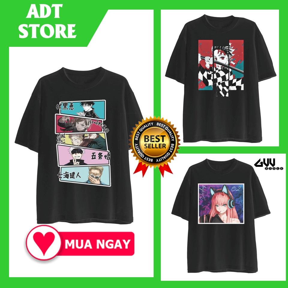 Áo phông unisex form rộng tay lỡ anime Darling in the Franxx - Jujutsu Kaisen - Kimetsu No Yaiba manga mẫu mới cực Chất