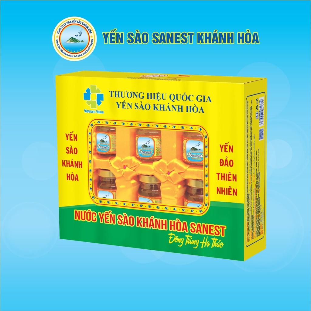 [Hộp 6 lọ] Nước Yến sào Khánh Hòa Sanest Đông trùng hạ thảo đóng lọ 70ml - 005