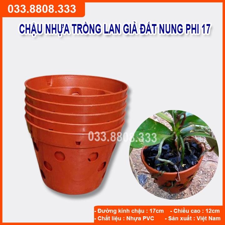 10 Chậu Nhựa Trồng Lan Giả Đất Nung Phi17 - Chậu Có Lỗ Thoát Nước