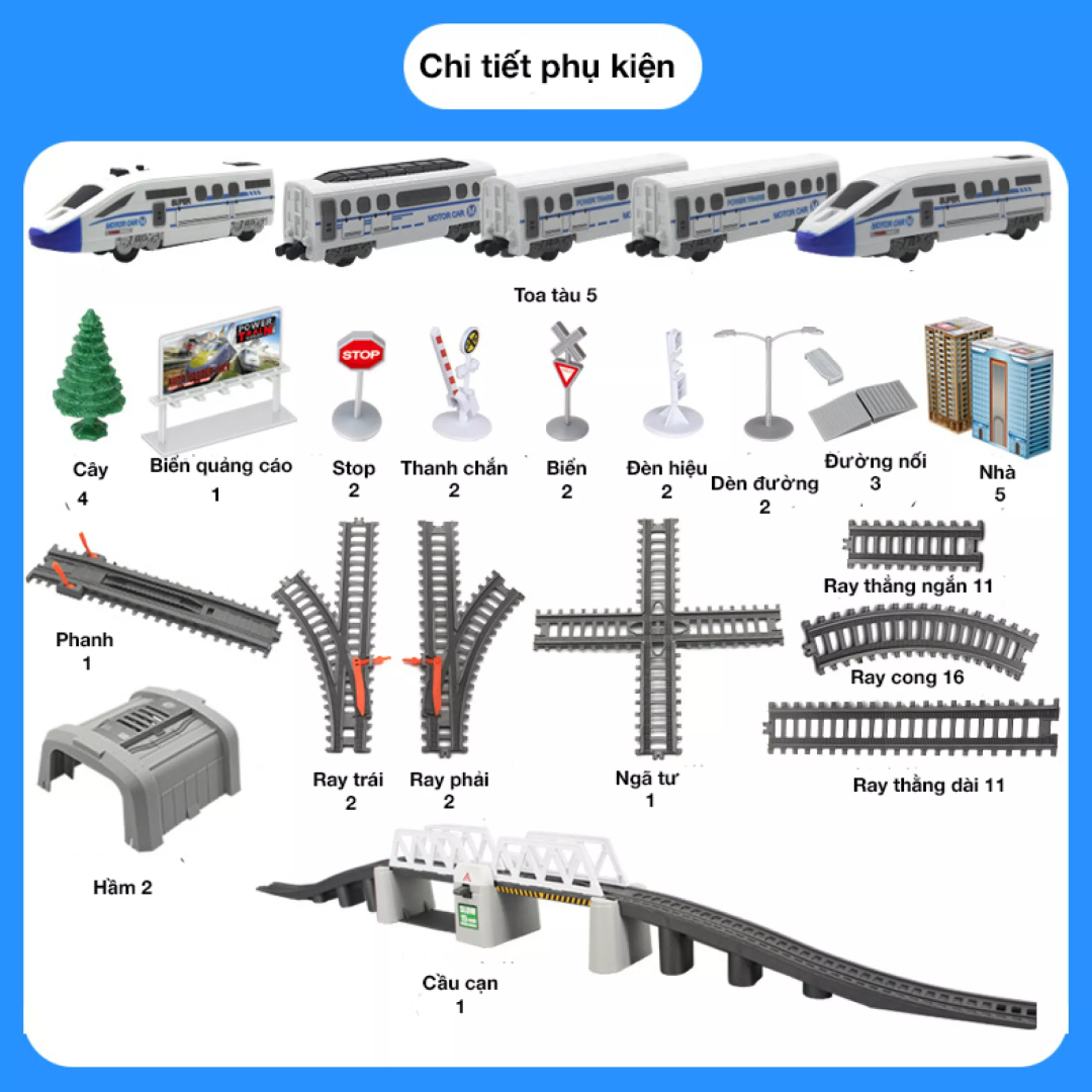 [Có sẵn] Đồ chơi Đường sắt Tàu hỏa tốc độ cao Giúp trẻ phát triển trí tuệ