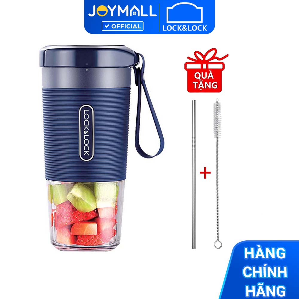 Máy Xay Sinh Tố Cầm Tay Lock&amp;Lock EJJ321 (300ml) - Hàng Chính Hãng, Bảo Hành 12 Tháng, Không Dây, Dễ Mang Đi - Tặng Kèm Cọ Rửa Và Ống Hút